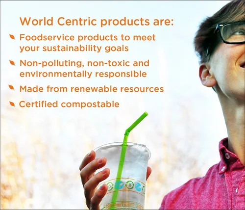 Vista 2 de World Centric TR-SC-U8 100% compostable fibra vegetal sin blanquear bandejas de 1 compartimento, 17 onzas, 8" x 6" x 1.5" (paquete de 400)