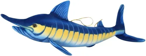 Vista 3 de Juguetes de peluche de pez Marlin azul de 24 pulgadas, suave felpa azul Makaira Mazara, juguetes de almohada de simulación, regalo para niños