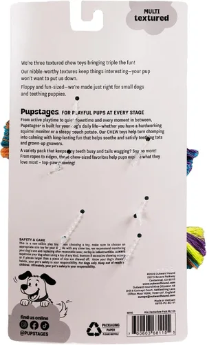 Vista 3 de Outward Hound Mini Dentachew - Juego de masticables dentales para perros - 3 paquetes - Gran tamaño para perros pequeños y cachorros