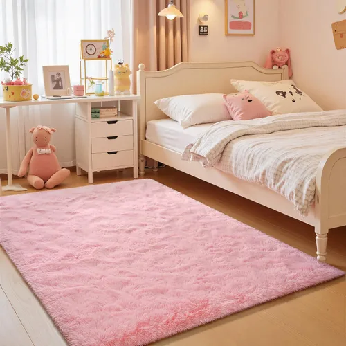 Vista 19 de junovo Alfombra de área lavable y antideslizante, alfombras de área pequeñas y esponjosas, alfombra peluda para sala de estar, alfombra suave