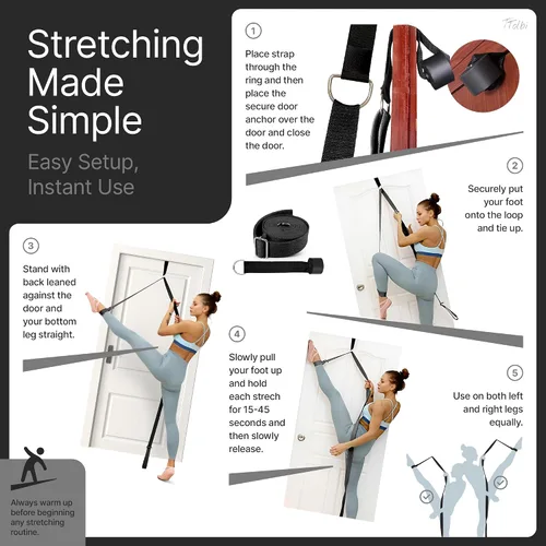Vista 7 de Leg Stretcher Strap with Door Anchor and Resistance Band, Splits Trainer Home Flexibility Trainer for Splits, Ballet, Dance, Cheer, Yoga