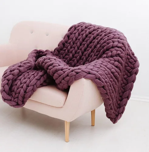 Vista 22 de Manta de punto grueso de 50 x 60 pulgadas, manta gigante tejida a mano con hilo 100% de lana merina, hecha a mano para cama, sofá, manta bohemia