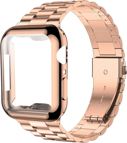 Vista 13 de iiteeology - Correa compatible con Apple Watch de 1.49" (38mm) Serie 3 2 1, correa mejorada de acero inoxidable con protector de pantalla
