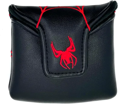 Vista 6 de Negro con araña roja bordado Golf Club Square Mallet Putter cubierta magnética Golf Headcover