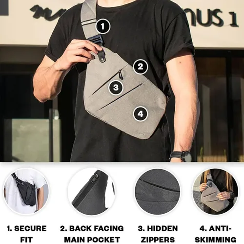 Vista 5 de Wander Plus - Bolsa de viaje antirrobo, bolsa antirrobo delgada bolsa cruzada, Gris