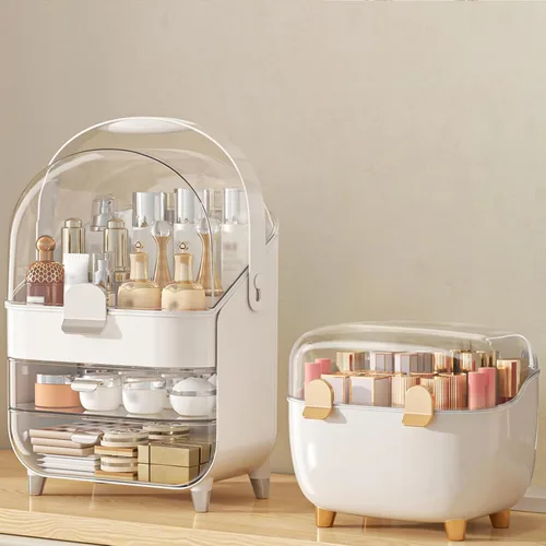 Vista 9 de Organizador de maquillaje con soporte para lápiz labial, organizadores de cuidado de la piel, caja de almacenamiento, estuches de exhibición