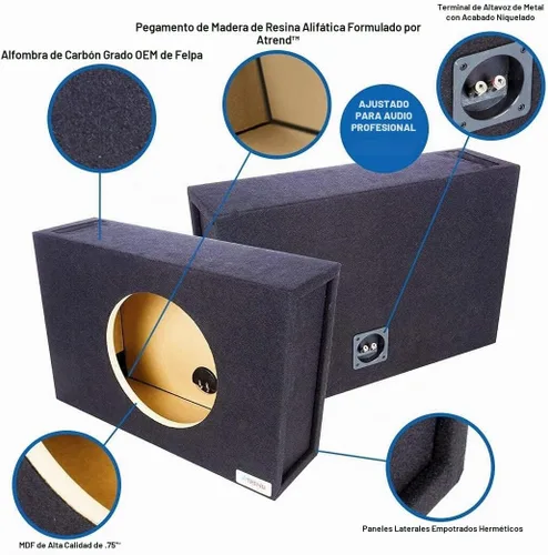 Vista 2 de Bbox - Caja de subwoofer de 10 pulgadas con ventilación individual, caja de subwoofer para automóvil sintonizada con audio profesional, caja