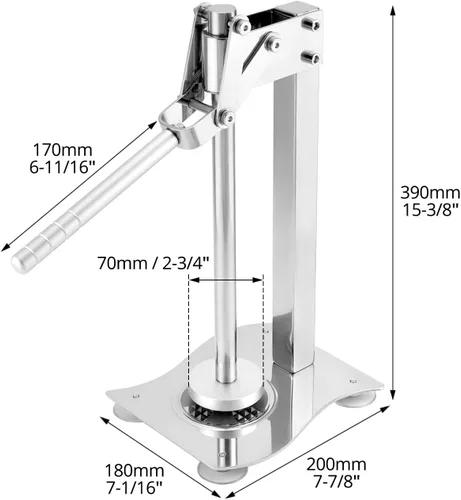 Vista 6 de QWORK Exprimidor de limón de escritorio manual resistente, 304 de acero inoxidable multifuncional naranja Juicer fruta y nueces trituradora