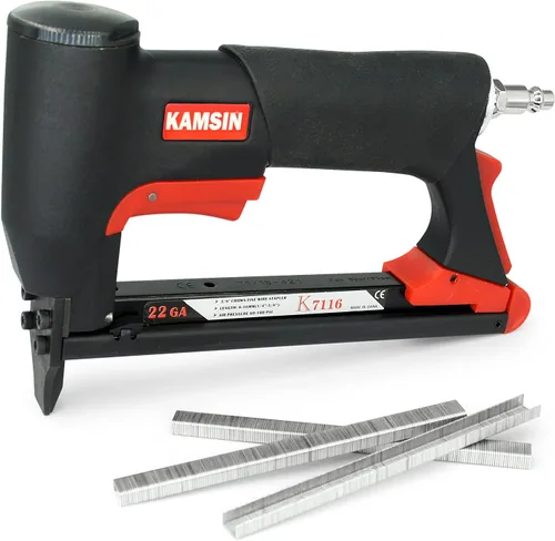 Vista 3 de K7116 - Pistola de grapas neumáticas para tapicería de calibre 22, 3/8 pulgadas, corona de 71 pulgadas, grapadora de alambre fino de potencia aérea