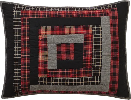 Vista 5 de VHC Brands Cumberland - Juego de accesorios de ropa de cama de algodón cambray, estilo rústico, prelavado, tamaño individual, color rojo chile