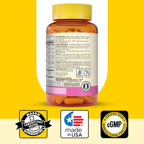 Vista 6 de MASON NATURAL Suplemento de belleza prémium para cabello, piel y uñas, con biotina y vitaminas A, C, E y complejo B, 60 cápsulas