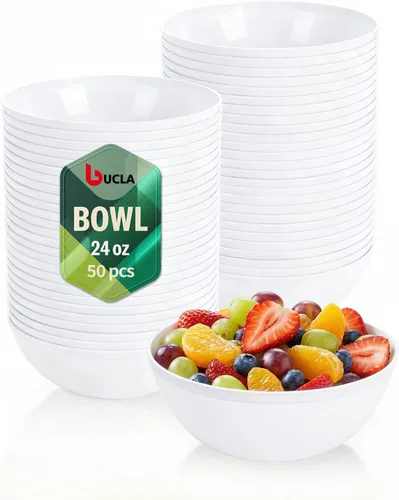 Vista 12 de bUCLA Paquete de 50 Cuencos de Plástico Negro - Cuencos Desechables de Plástico Negro de 10oz para Salsa/Servir - Ideales para Fiestas y Año Nuevo