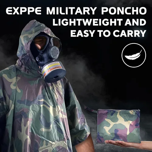 Vista 5 de Poncho nuclear militar M15 V.2, poncho táctico del ejército para la protección de CBRN, Camouflaje, Talla única