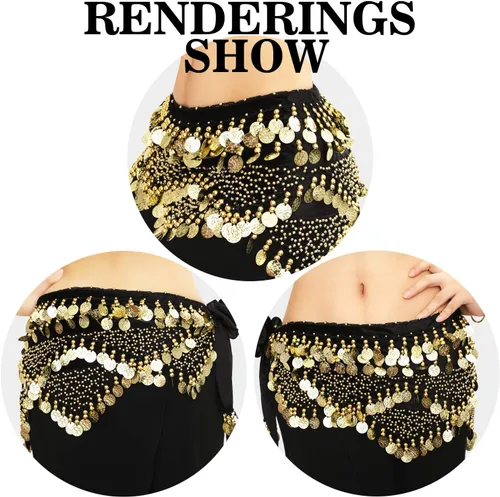 Vista 4 de Accesorios de disfraz gitano para mujer, pulsera de arnés y bufanda de cadera para Halloween, talla única