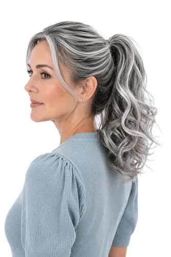 Vista 31 de PRETTYSHOP - Extensión de cabello rizado voluminoso, cola de caballo de 14 pulgadas con clip, resistente al calor