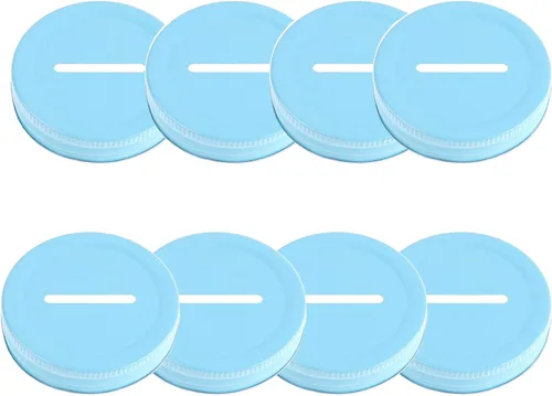 Vista 10 de Mason Jar - Tapa para conserva, 8 piezas de acero inoxidable, ranura para monedas, insertos de tapa normal de boca regular, tarros Mason para Negro