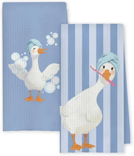 Vista 23 de Chicimln - Divertidas toallas de mano de goma para baño, estilo bohemio, para bañera, pato amarillo, toallas de mano decorativas para niños y niñas