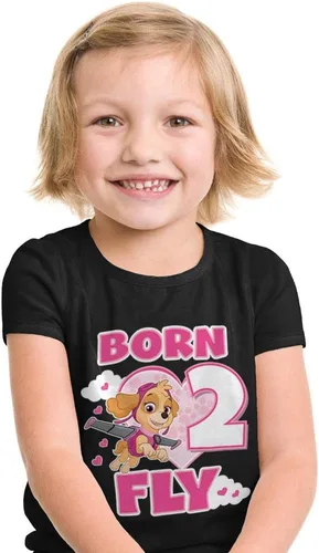 Vista 3 de Time Flies Skye - Camiseta de cumpleaños para niños pequeños, diseño de Patrulla Canina 2nd / Negro