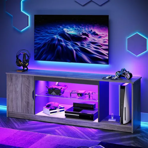 Vista 11 de Bestier - Soporte LED para TV de 57 pulgadas, luz RGB, mármol negro