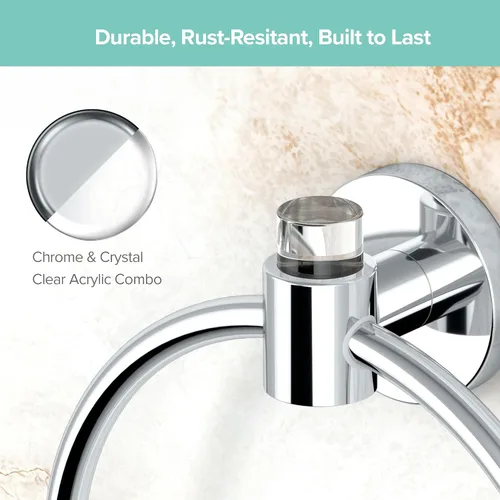 Vista 3 de Gatco 5712 Clarion - Toallero de mano montado en la pared para tocador de baño, accesorio de accesorios de baño acrílico y cromado