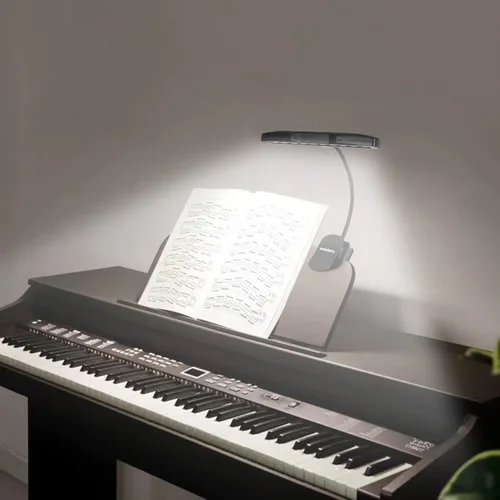 Vista 3 de Vshinic - Luz de soporte de música, 10 luces LED de orquesta con clip, totalmente ajustable, sin parpadeo para piano, lectura de libros, mesa