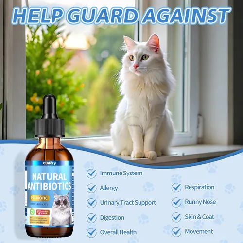 Vista 3 de Antibióticos naturales para gatos, suplemento de antibióticos para gatos para aliviar la picazón de alergias, apoyo inmunológico, problemas de piel