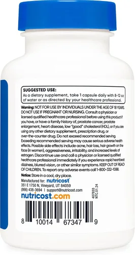 Vista 4 de Nutricost Pregnenolone 30 mg, 120 cápsulas, sin gluten, cápsulas vegetarianas Sin OGM