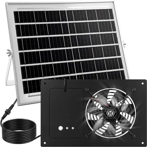 Vista 9 de Ventilador solar para gallinero con funcionamiento 24/7 y 2 temporizadores