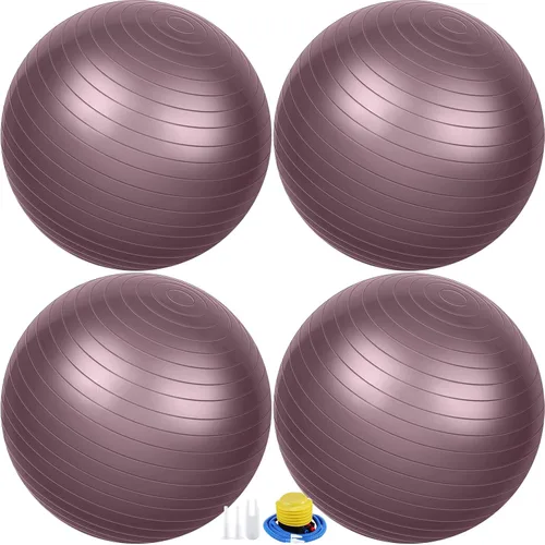 Vista 19 de Leyndo 4 pelotas de ejercicio de yoga de 26 pulgadas, para pilates, embarazo, parto, fitness, con bomba rápida, antiestallido, para mejorar