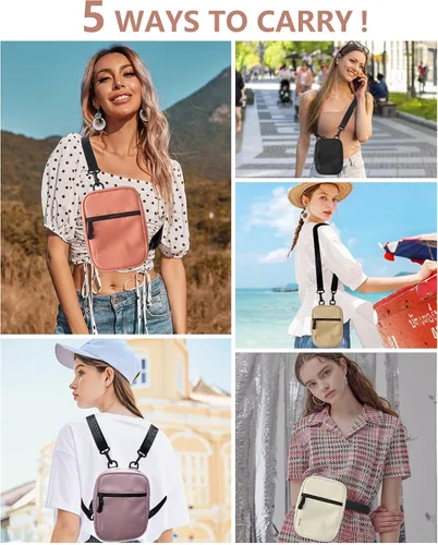 Vista 6 de Bandoleras cruzadas para mujer, a la moda, convertibles, multiposición, riñonera para mujer
