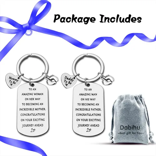 Vista 7 de Llavero de anuncio de embarazo, regalo de anuncio de bebé, joyería para padres para ser por primera vez, para papá, nueva mamá, llavero de baby