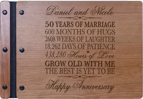 Vista 4 de LifeSong Milestones Libro de invitados personalizado para el 50º aniversario de boda para pareja, 50 años de celebración matrimonial, libro