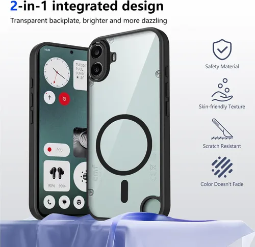 Vista 609 de Funda magnética transparente compatible con Xiaomi 17T, color negro 2 en 1 PC + TPU cubierta de teléfono a prueba de golpes, carcasa protectora
