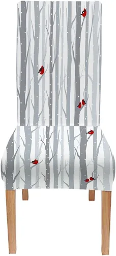 Vista 191 de CAPSCEOLL Christmas Dining Chair Covers,Snowflakes Festive Winter Pattern Stretch Chair Covers for Dining Room Set of 2 Washable Spandex Parson