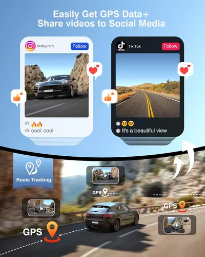 Vista 7 de Cámara de tablero frontal y trasera, cámara de tablero de grabación 4K+2K para automóviles, visión nocturna con WDR, gran angular de 170°, WiFi dual