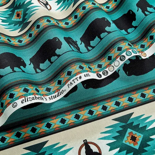Vista 2 de Tucson Buffalo Stripe Turquoise, Fabric by the Yard Turquesa