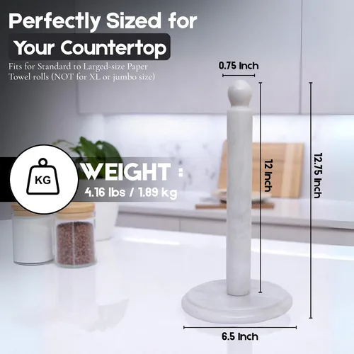 Vista 6 de Toallero de papel de cocina de mármol hecho a mano con soporte antideslizante - Soporte de papel de regalo para encimera de cocina, gabinete y baños