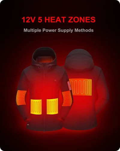 Vista 2 de DEWBU Heated Jacket for Women with 12V Battery Pack Winter Outdoor Soft Shell Electric Heating Coat