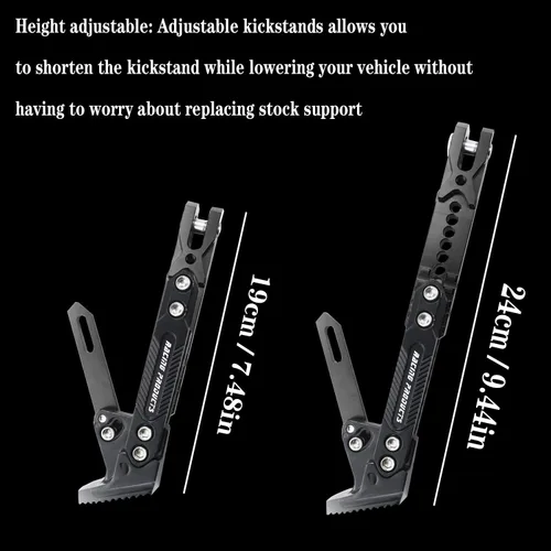 Vista 3 de Soporte de patas de motocicleta universal ajustable modificado CNC de aleación de aluminio, soporte de trípode ajustable, soporte lateral