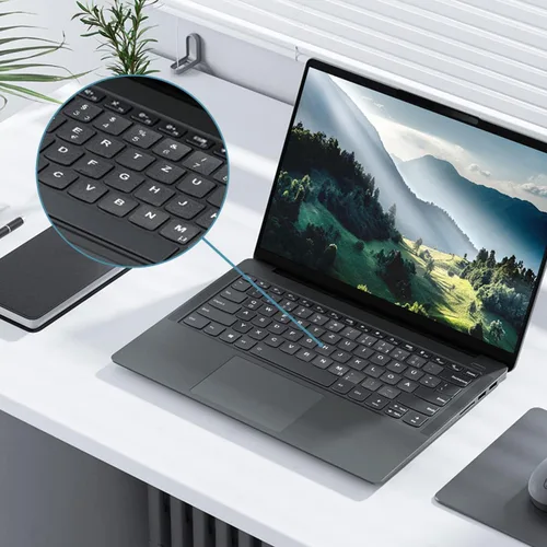 Vista 7 de Paquete de 2 calcomanías universales para teclado ruso para computadora portátil, PC, teclado de escritorio, calcomanías de repuesto para teclado