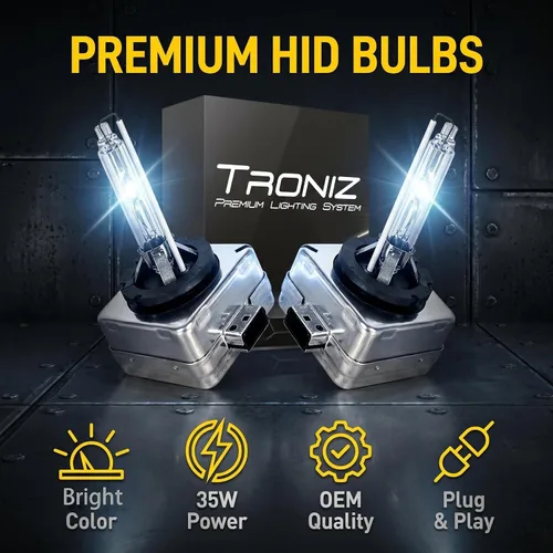 Vista 4 de Bombillas HID D1S D1R de 35 W súper brillantes de fábrica de xenón para faros delanteros 66140, reemplazo directo Plug-N-Play, 10000 K, azul 10000K