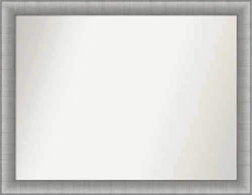 Vista 504 de Amanti Art Espejo de baño plateado para sobre el fregadero, 28 x 37 pulgadas, elegante espejo rectangular de peltre cepillado, marco de madera