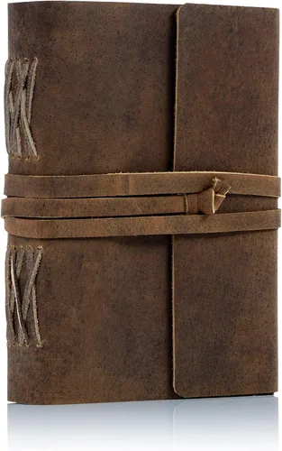 Vista 9 de Diario de cuero hecho a mano con papel rayado de lujo y pluma Cuaderno de escritura diario Cuaderno diario encuadernado para hombres y mujeres