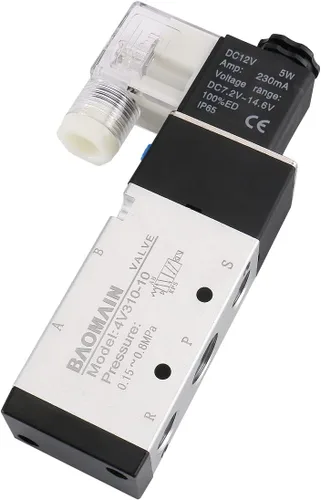 Vista 6 de Baomain Válvula de aire neumática del solenoide 4V310-10 DC 12V 5 vías 2 posición PT 3/8" tipo de actuación pilotado internamente control eléctrico