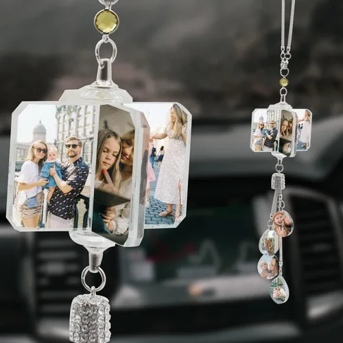 Vista 12 de AIFLM Adornos Personalizados de Foto de Cristal para Colgar en Coche Adornos Personalizados Estéticos para Espejo Adornos Personalizados