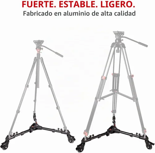 Vista 5 de Trípode para fotografía, resistente con ruedas de goma más grandes de 3 pulgadas, soportes ajustables en las patas y bolsa de transporte, compatible