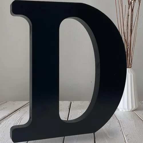 Vista 12 de AOCEAN Letras de madera negra de 12 pulgadas Letras de madera sin terminar para Halloween Letras decorativas de pie Rebanadas Tablero