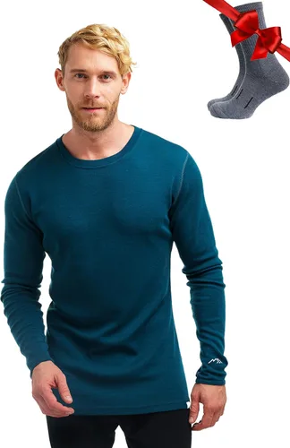 Vista 29 de 100% Merino Wool Base Layer Mens - Long Sleeve Thermal Shirts with Socks .320 negro
