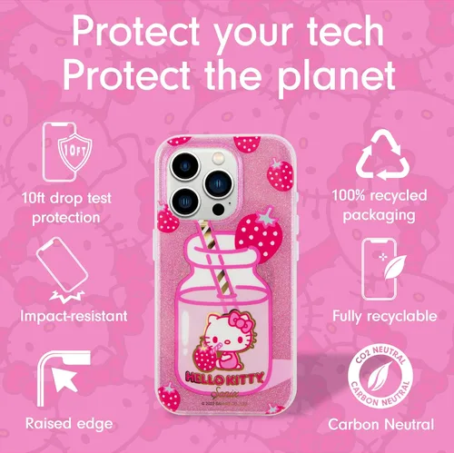 Vista 7 de Sonix x Sanrio - Funda + pulsera adhesiva para teléfono con cuentas (Hello Kitty Rosa) para iPhone 15 Pro Hello Kitty Strawberry Milk