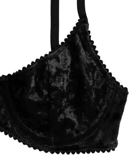 Vista 4 de SweatyRocks Conjunto de lencería de 2 piezas con brasier y braga de terciopelo sexy para mujer